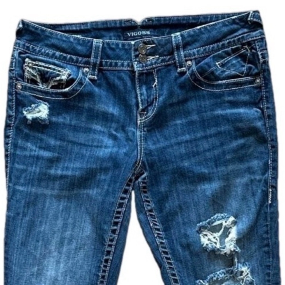 🔥 VIGOSS Women’s The Chelsea Mid-Rise Skinny Distressed Jeans Sz 11/12 ✨ - Picture 2 of 14